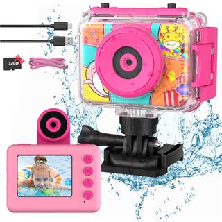 Ushining Caméra Étanche 2 pouces pour Enfants - Photo 1080P & 32GB