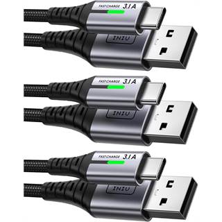 INIU Lot de 3 Câbles USB C Tressés - Charge Rapide 3,1A