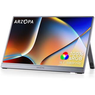 ARZOPA Ecran Portable 16,1" FHD - Moniteur IPS 100% sRGB avec Pied Réglable