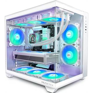 MUSETEX Y6 : Boîtier PC gamer ATX avec 270° full-view et 6 ventilateurs ARGB
