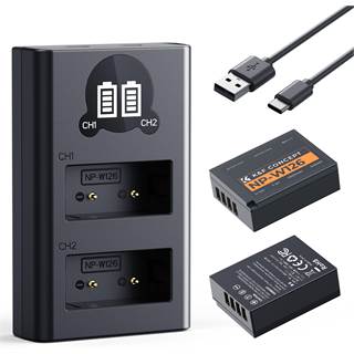 K&F CONCEPT NP-W126 Batterie + Chargeur 1300mAh Fujifilm