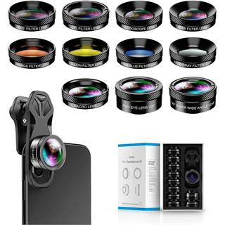 Kit 11 Objectifs Smartphone - Grand Angle, Macro, Fisheye + Filtres CPL