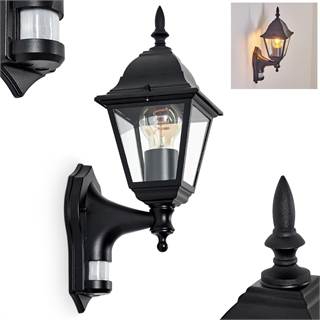 Applique exterieur Naefe detecteur mouvement E27-metal/verre noir
