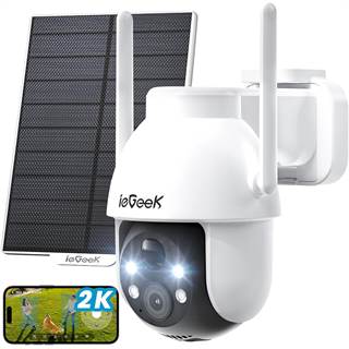 ieGeek Caméra Surveillance Extérieure 2K Solaire - 360° PTZ, Vision Nocturne Couleur, WiFi6