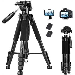 Trépied Victiv 185cm Aluminium - Tête Pan Amovible 3 Voies pour Smartphone & DSLR