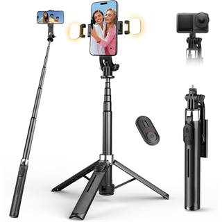 Perche Selfie 110cm avec Trépied, Lumière LED et Télécommande - RISEOFLE X2