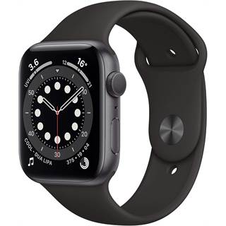 Apple Watch Series 6 GPS 44mm Aluminium Gris Sidéral - Bracelet Sport Noir (Reconditionné)