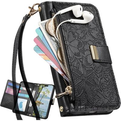 Coque Florale Oppo Reno 15 Pro 5G - Etui Portefeuille Noir