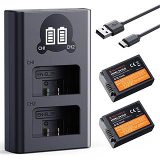 K&F CONCEPT EN-EL25 : 2 Batteries + Chargeur Double LCD pour Nikon Z